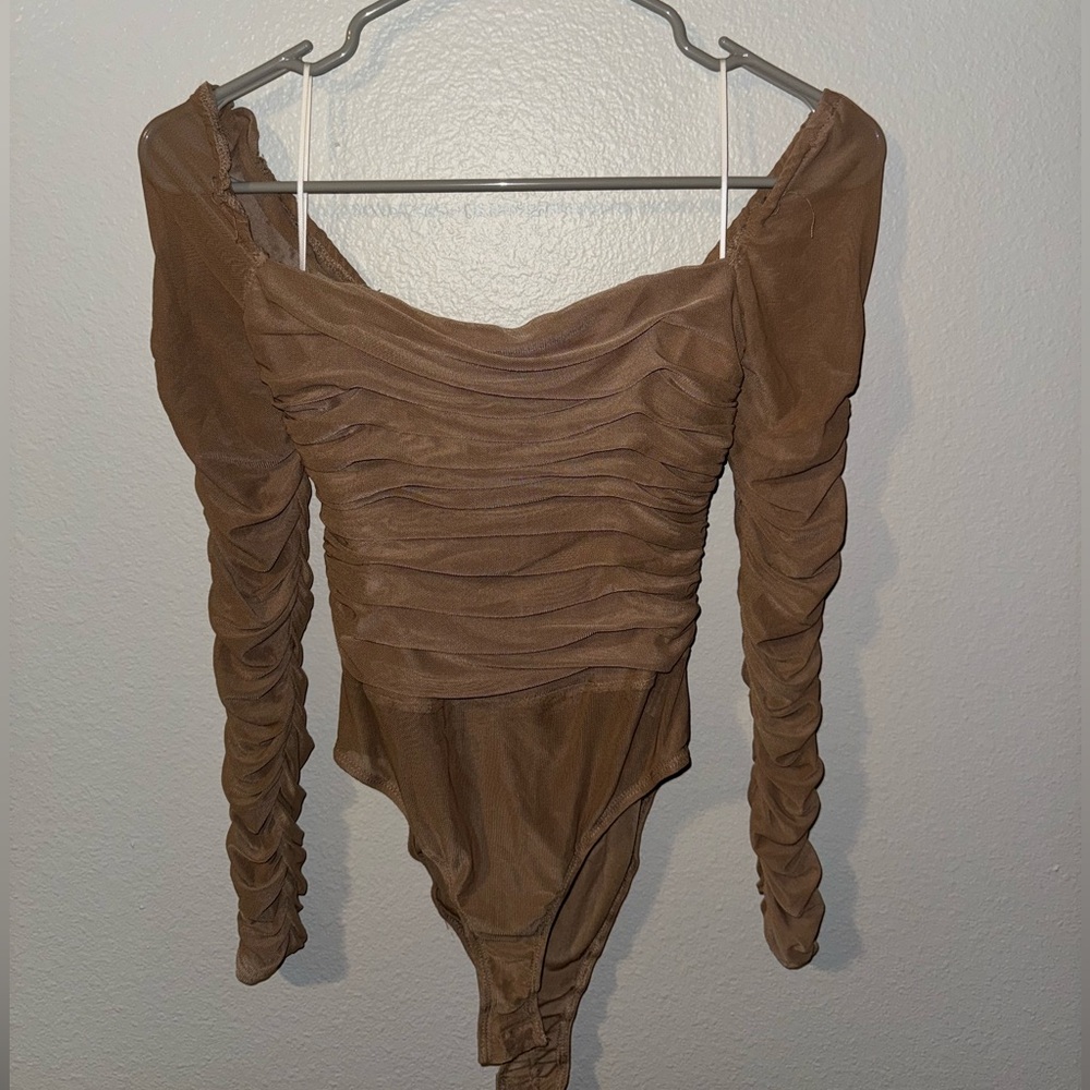Princess Polly Brown Ruched Long Sleeve Bodysuit